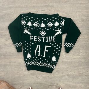 Green holiday sweater. Festive AF